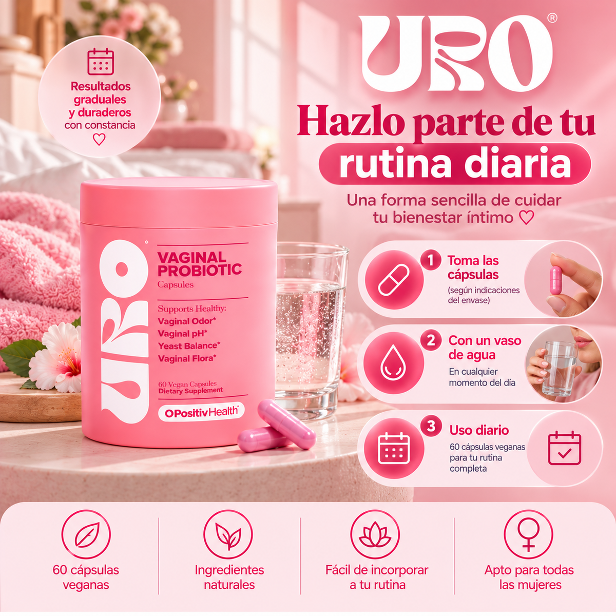 Probióticos Vaginales 60 capsulas | Equilibrio íntimo, frescura y bienestar para sentirte cómoda cada día 🌸